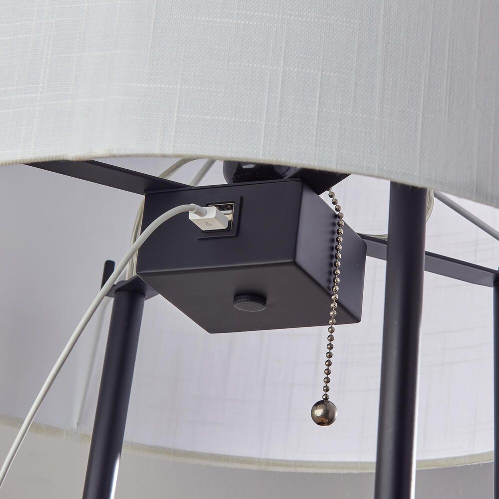 Adesso Henry Shelf Floor Lamp in Black and Natural, , large