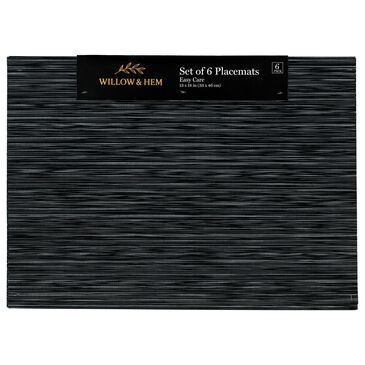 Willow & Hem Glimmer Woven Vinyl Placemat in Black and Silver (Set of 6), , large