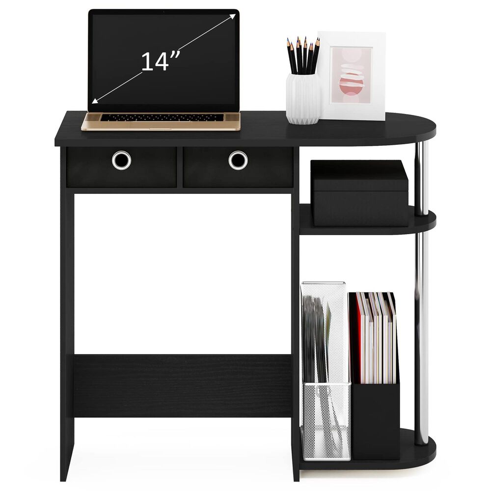 HOMLUX 32" Computer Desk with Two Drawers in Americano and Stainless Steel, , large