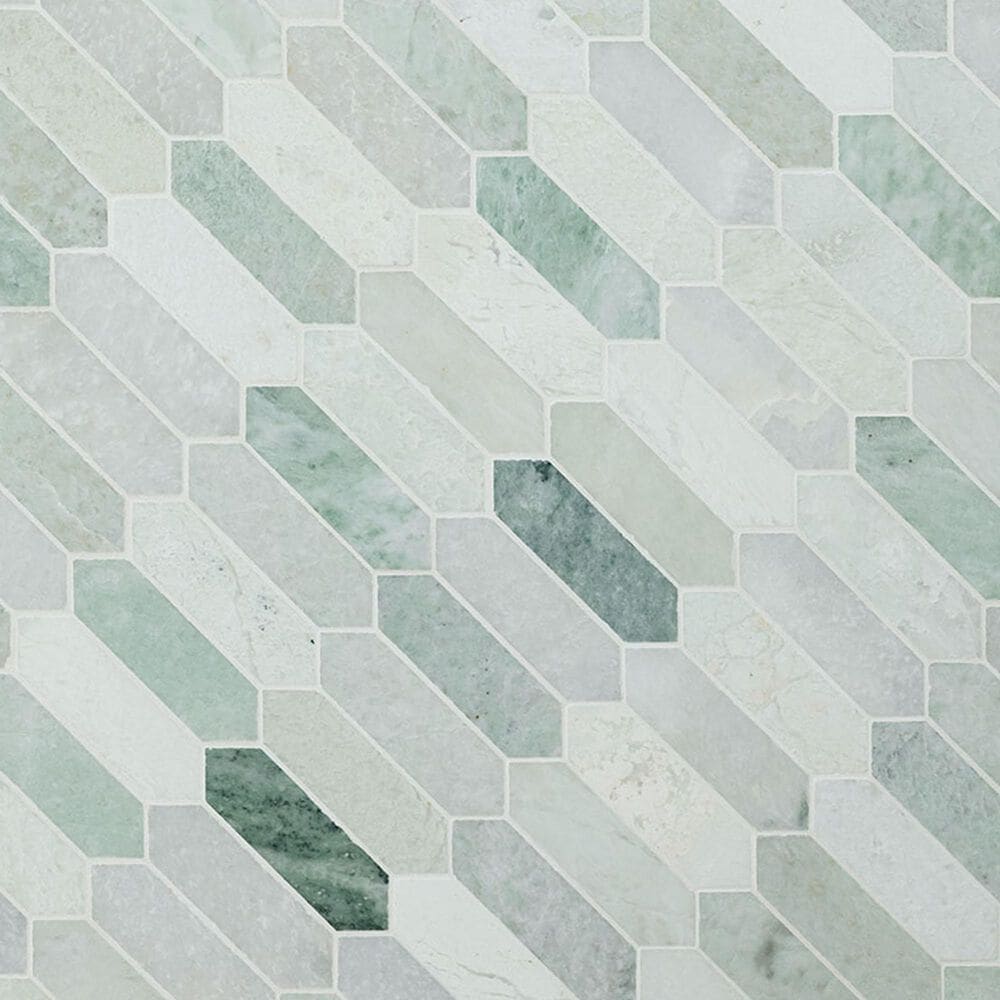 MS International Icelandic Green 12&quot; x 12&quot; Polished Marble Picket Mosaic Tile, , large
