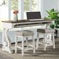 Hawthorne Furniture Drake Backless Stool with Gray Cushion in Rustic White, , large