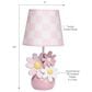 Lambs and Ivy Daisy Dreams Hand-Painted Floral Lamp with Shade and LED Bulb in Pink and White, , large