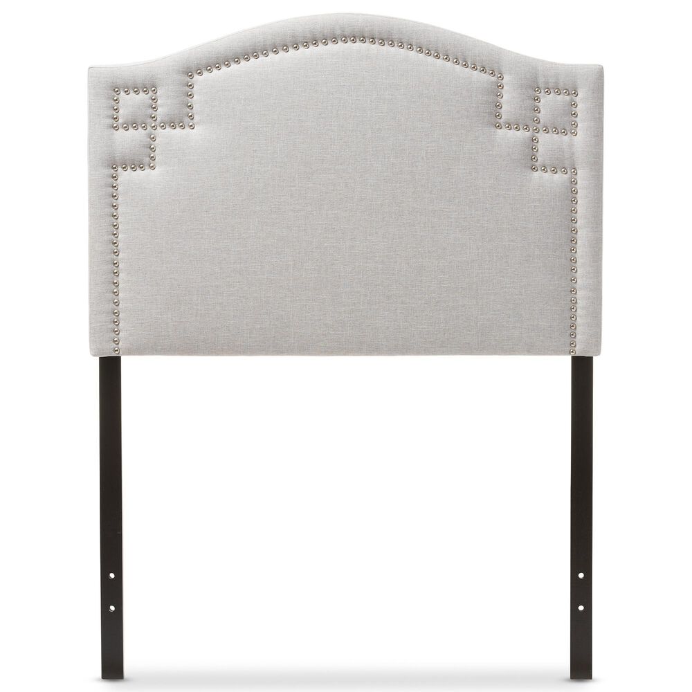 Baxton Studio Aubrey Twin Upholstered Panel Headboard in Greyish Beige, , large