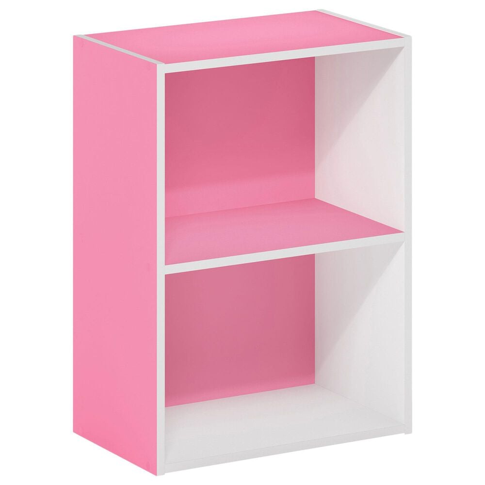 HOMLUX 2-Tier Cube Compact Storage Shelf Organizer Bookcase in Pink and White, , large