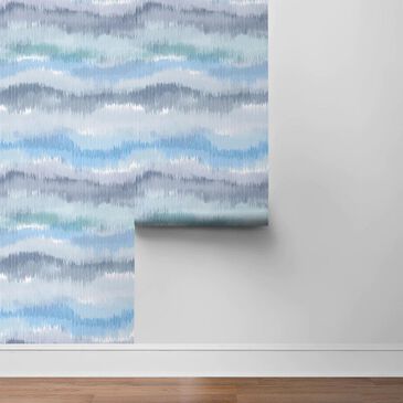 Lillian August Luxe Haven Ikat Waves 216" x 20.5" Peel and Stick Wallpaper in Lakeside, , large