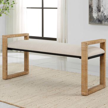 Uttermost Areca Bench in Natural and Black, , large