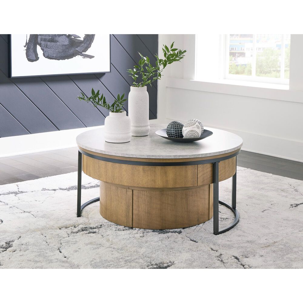 Ashley Fridley 2-Piece Nesting Coffee Table Set in Natural, Gray and Black, , large