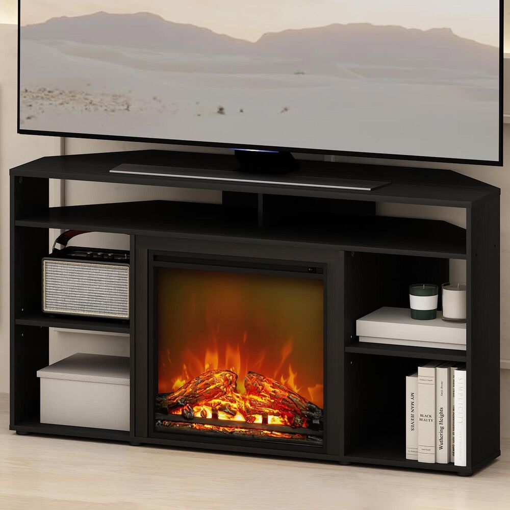 HOMLUX 47" Conner TV Stand with No Heat Electric Fireplace and 6 Open Shelves in Americano, , large