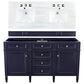 James Martin Vanities Brittany 60" Double Bathroom Vanity in Victory Blue with 3 cm Arctic Fall Solid Surface Top, , large