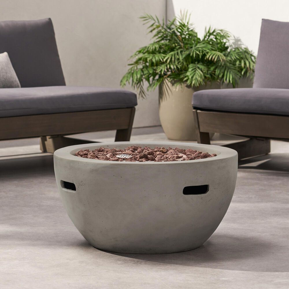Hearth and Haven Outdoor Bowl-Shaped Propane Fire Pit with 40,000 BTU Output in Light Gray, , large