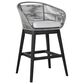 Armen Living Tutti Frutti Patio Bar Stool with Light Gray Cushion in Black, , large