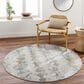 Surya Dresden Off-White, Taupe, Dusty Sage, Ink Blue, Light Gray and Deep Teal 7"10" Round Area Rug, , large