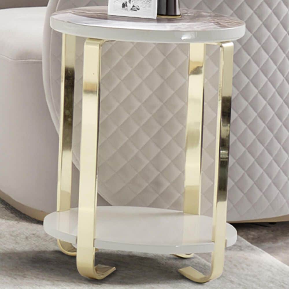Vista Haus Ariana Chairside End Table in Gold and White, , large