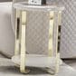 Vista Haus Ariana Chairside End Table in Gold and White, , large