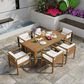 Hearth and Haven 7-Piece Outdoor Dining Set with Beige Cushions in Light Teak, , large