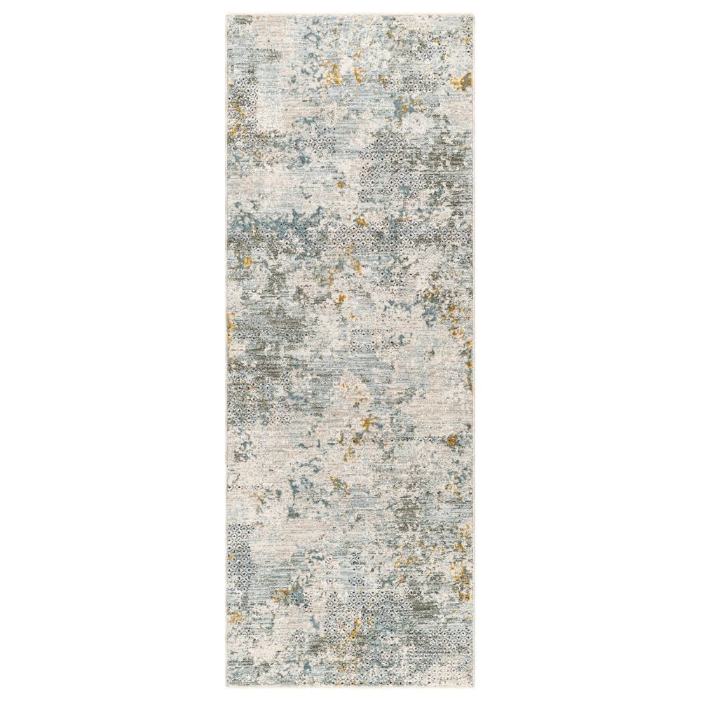 Surya Dresden Dusty Sage, Taupe, Off-White, Deep Teal, Ink Blue, Light Gray and Mustard 2"7" x 7"3" Runner, , large