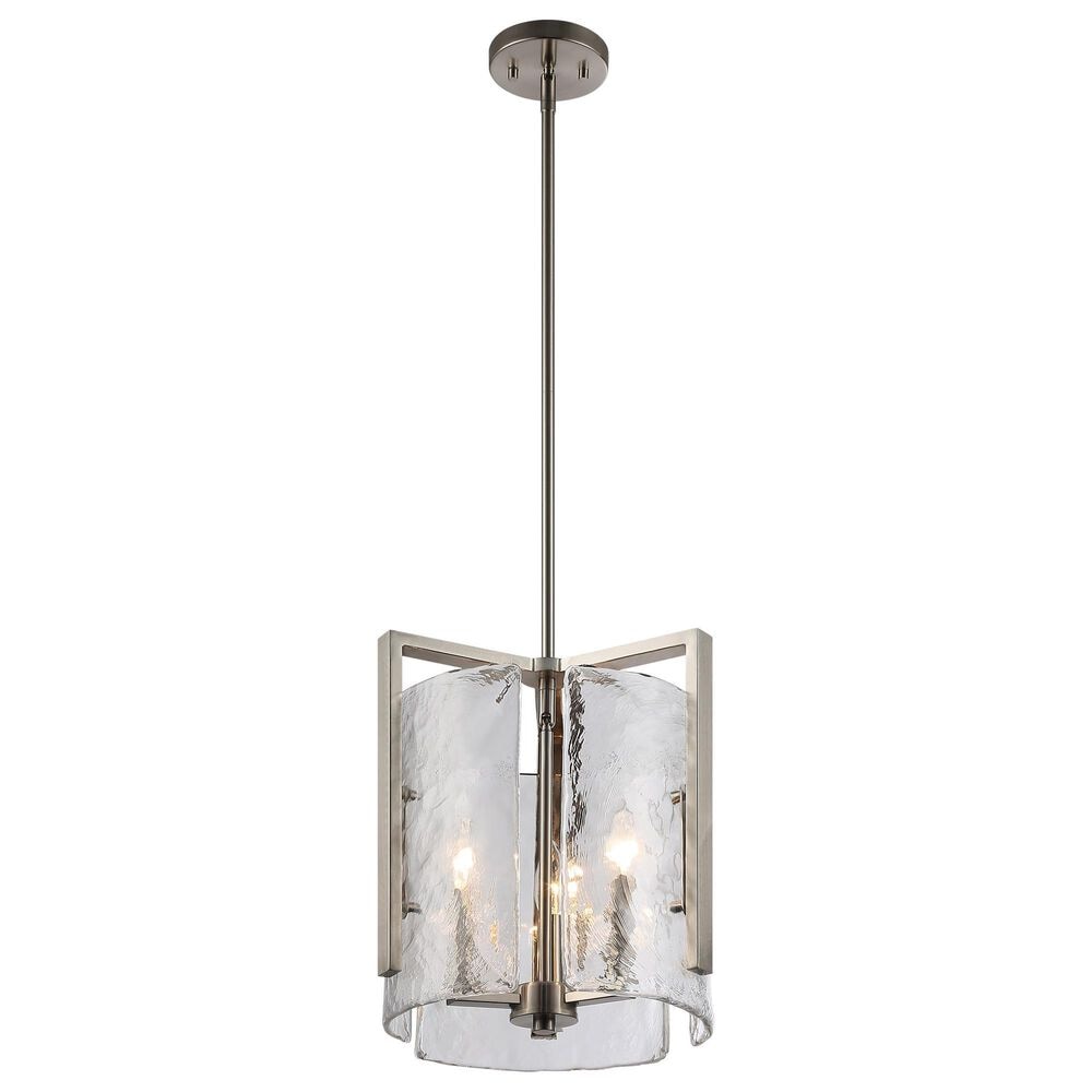 Golden Lighting Aenon 3-Light Wide Taper Candle Pendant with Hammered Water Glass Shade in Pewter, , large