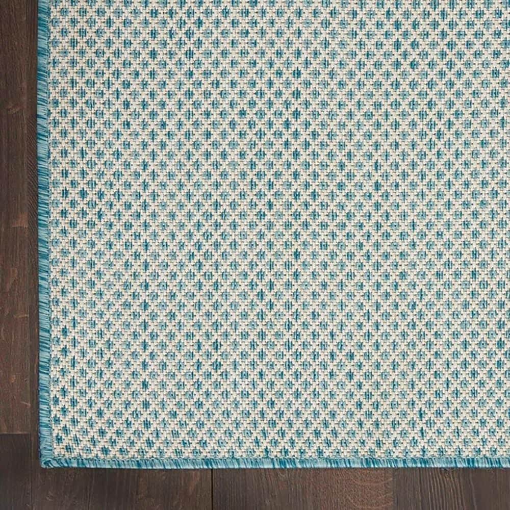 Nourison Courtyard Ivory and Aqua 8&#39; Square Indoor/Outdoor Area Rug, , large