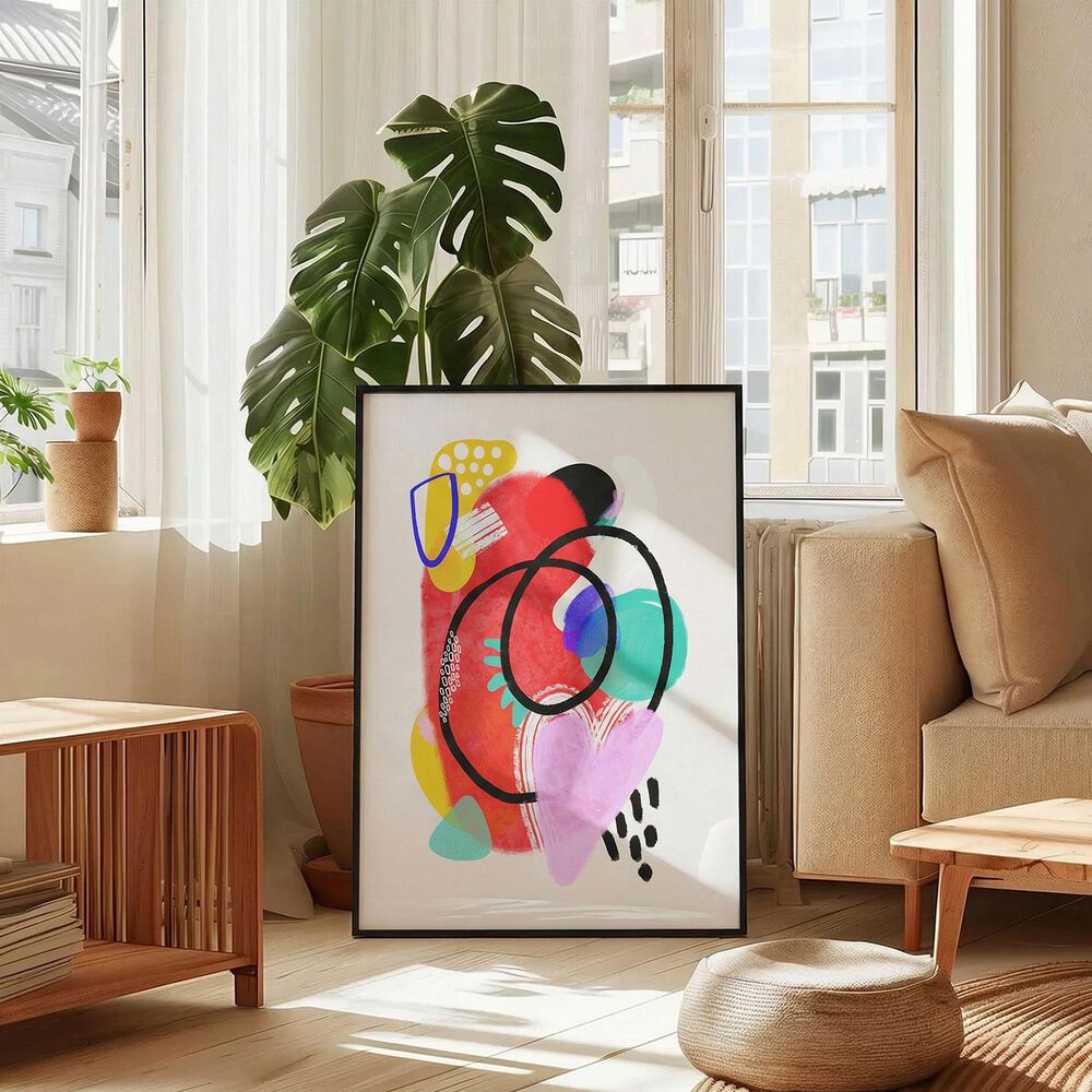 HOMLUX 24" x 18" Canvas Art with Black Frame in Multicolor, , large