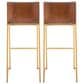 Lumisource Mason Mara Barstool with Green Cushion in Gold and Walnut (Set of 2), , large