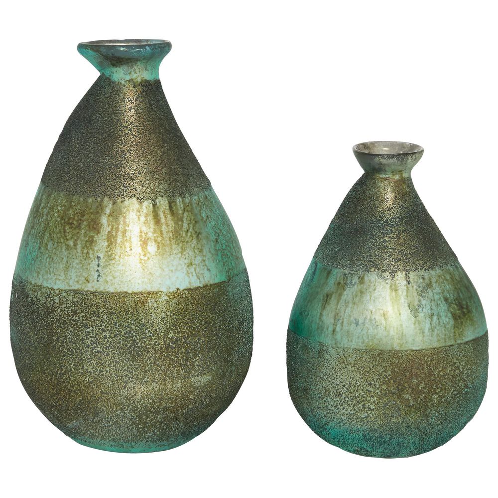 Maple and Jade Rustic Glass Vases (Set of 2), , large