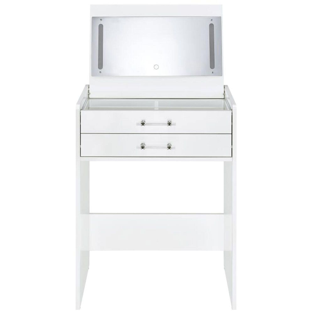 Pacific Landing Danbury 3-Drawer Makeup Vanity Set in White High Gloss, , large