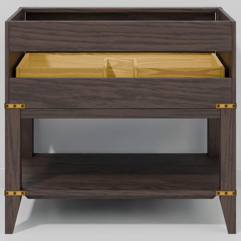 Lexora Home Norwalk 36&quot; Single Bathroom Vanity in Brown Oak with White Quartz Top and Rectangular Sink, , large