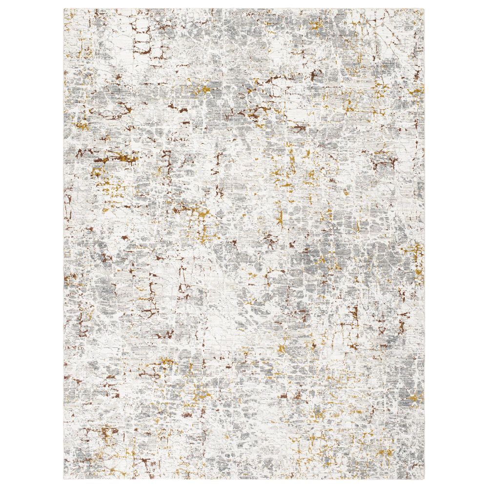 Surya Dresden White, Gray, Medium Gray, Light Slate, Mustard and Rust 7'10" x 10'2" Area Rug, , large