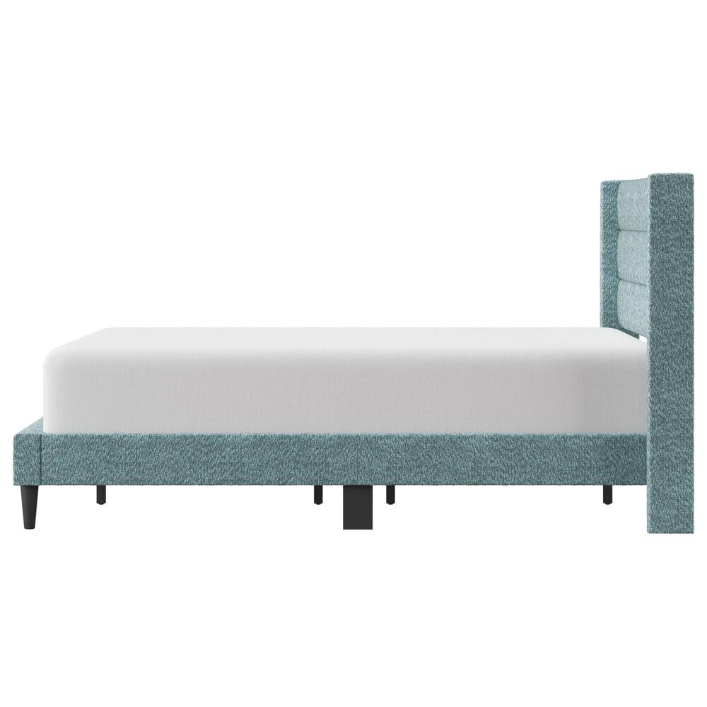 Richlands Furniture Demore King Platform Bed with Light Aqua Blue Upholstery in Black, , large