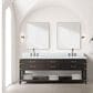 Lexora Home Norwalk 84" Double Bathroom Vanity in Brown Oak with White Carrara Marble Top and Rectangle Sink, , large