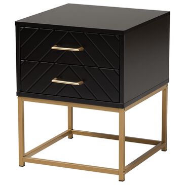 Baxton Studio Inaya 2-Drawer End Table in Black and Gold, , large