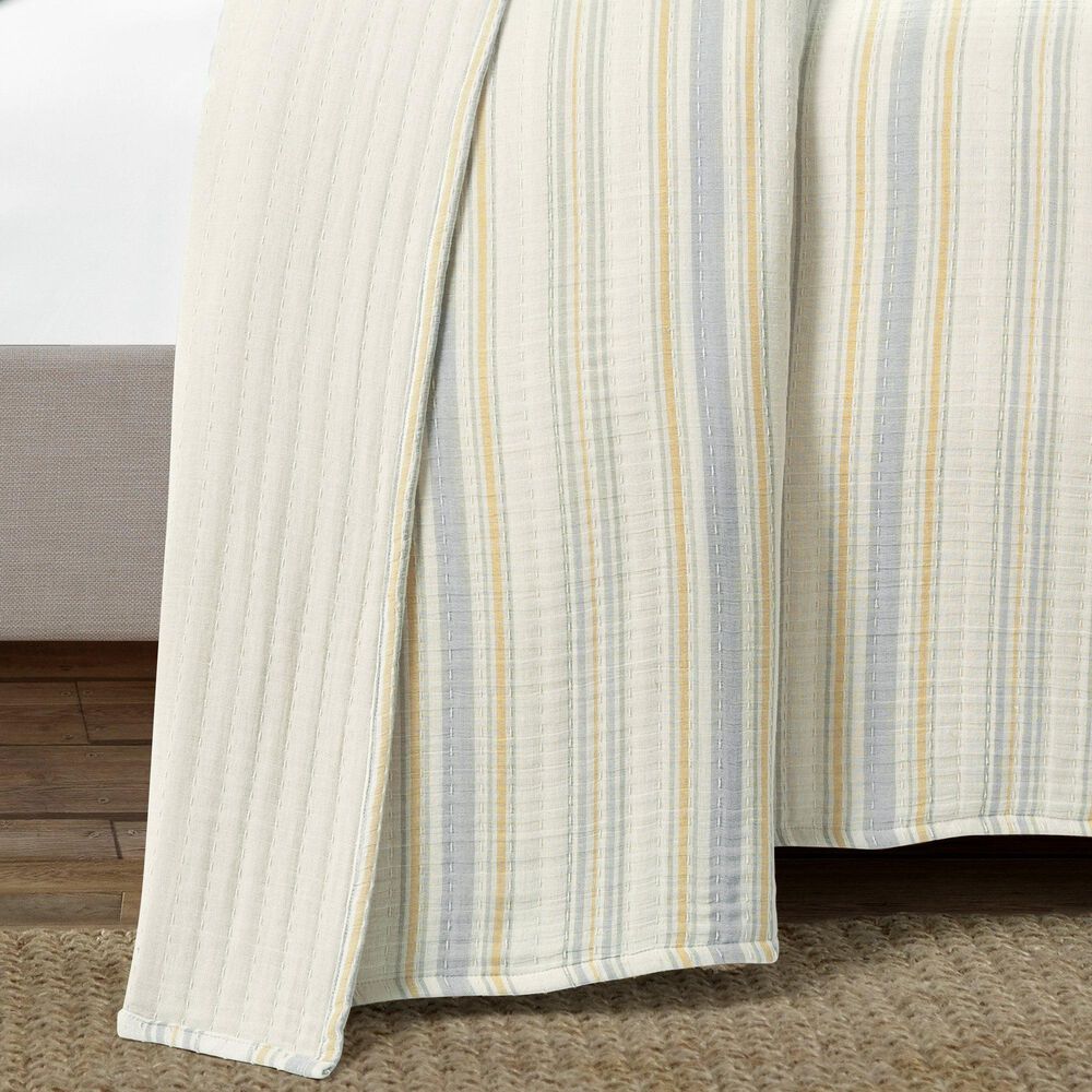 Triangle Home Fashions Solange Stripe 3-Piece Queen Quilt Set in Yellow and Gray, , large