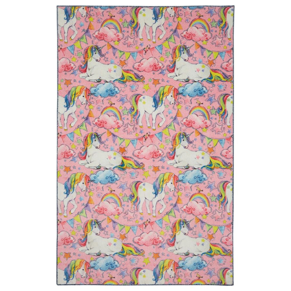 Karastan Prismatic 5" x 8" Pink Kids Rug, , large