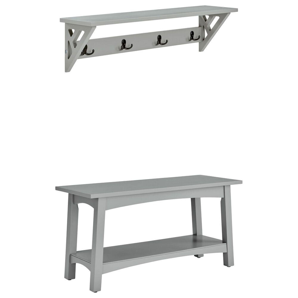 Bolton Furniture Coventry 36" Coat Hook with Bench Hall Tree in Gray, , large