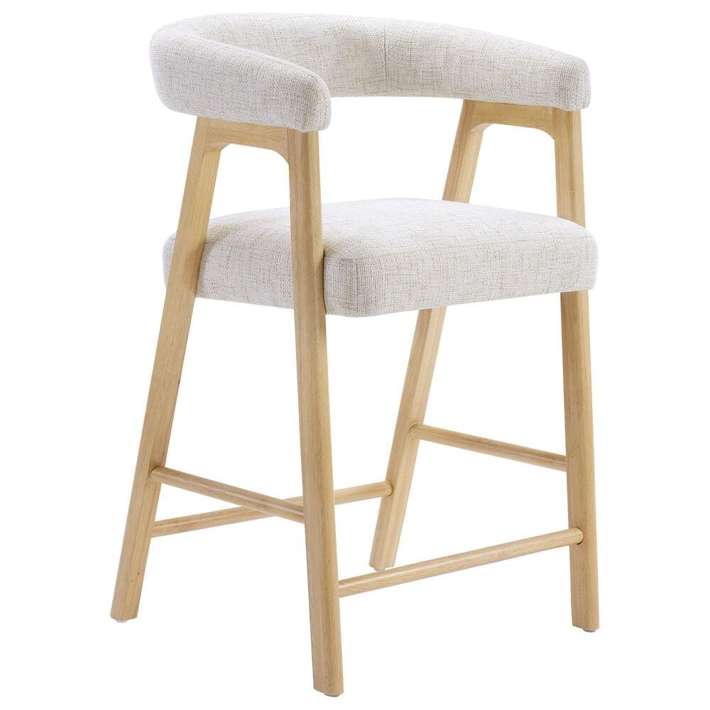 OSP Home Solid Wood Counter Stool with White Linen Seating, , large