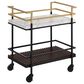 Furniture of America Stapleton Bar Serving Cart in Black, Gold, White and Walnut, , large