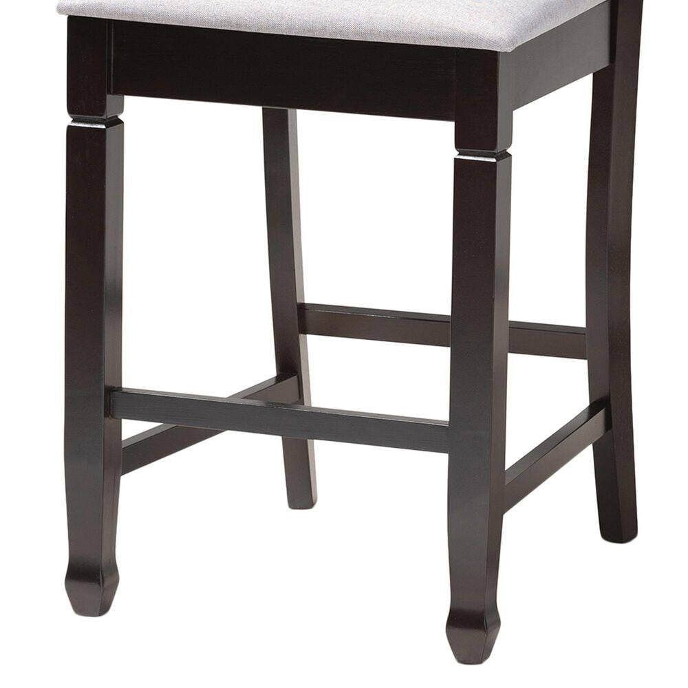 Baxton Studio Reneau Counter Height Pub Chair with Gray Cushion in Espresso Brown (Set of 2), , large