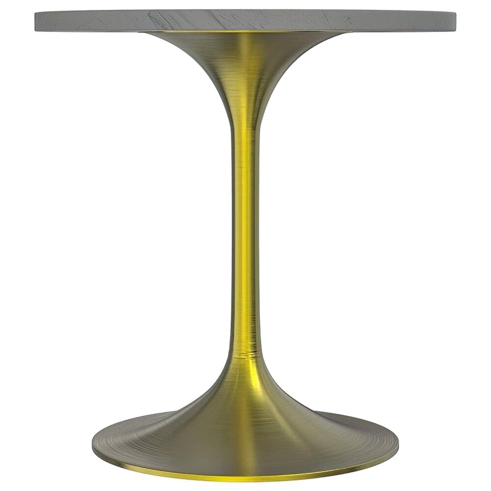 Leisuremod LeisureMod Verve Collection 27 Round Dining Table, Brushed Gold Base with Laminated White Marbleized Top, , large