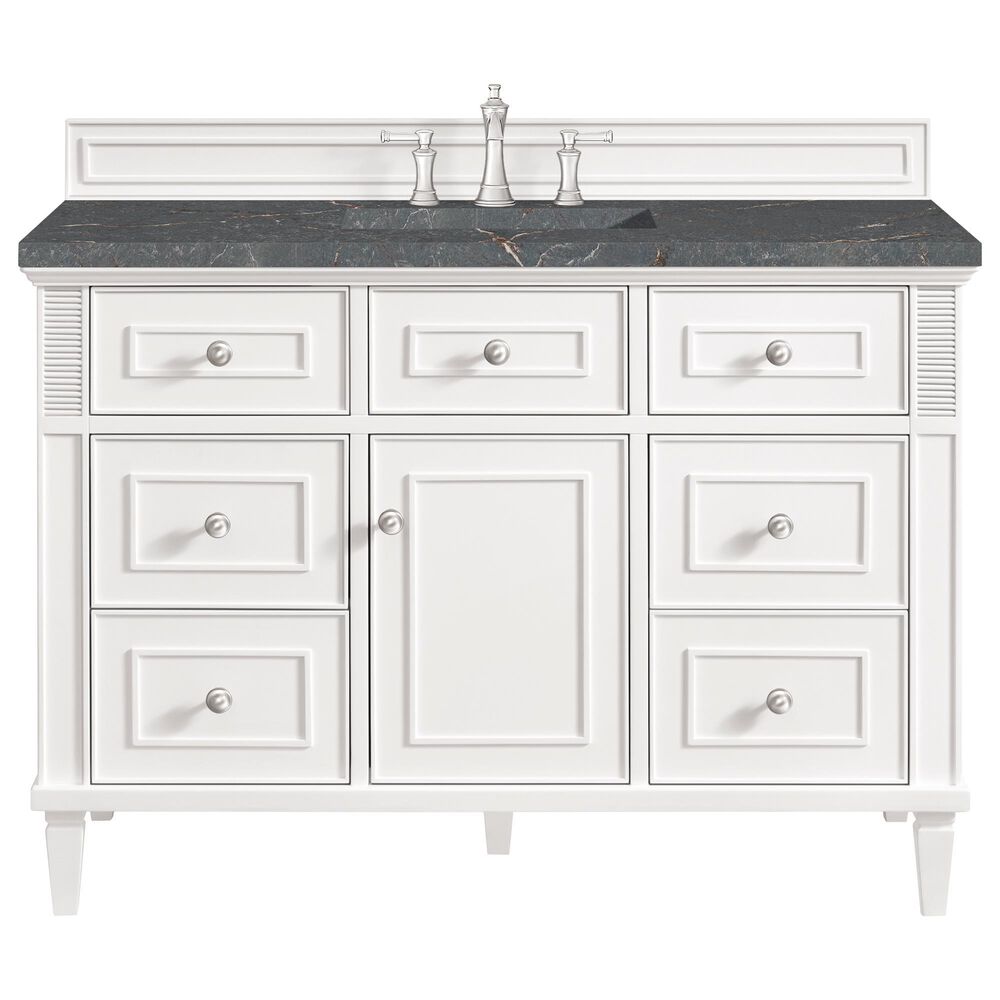 James Martin Vanities Lorelai 48&quot; Single Vanity in Bright White with 3 cm Parisien Bleu Quartz Top, , large