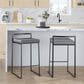 Lumisource Fuji Stackable Counter Stool with Grey Faux Leather Cushion in Black (Set of 2), , large