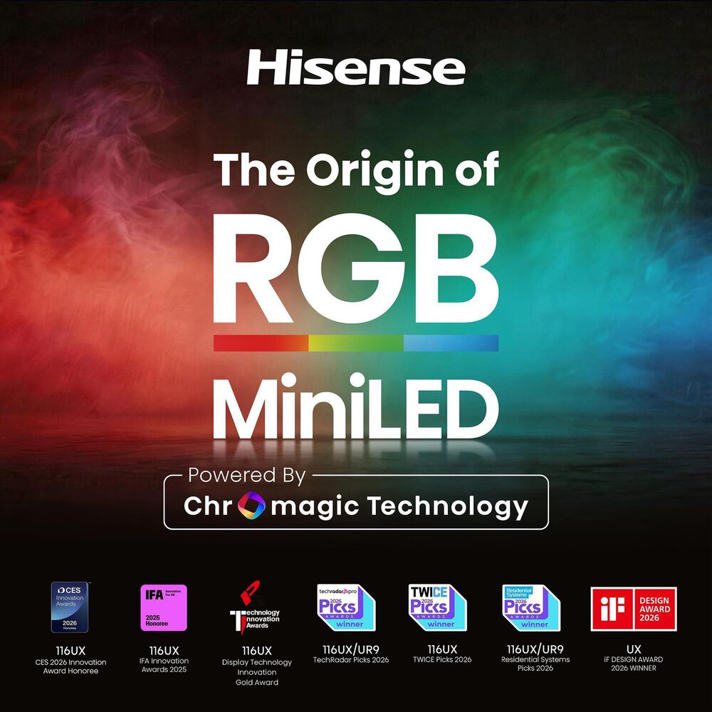 Hisense 75" Class UR8 RGB Mini-LED Series UHD 4K HDR - Smart Google TV with 5.1.4 Channel Soundbar System in Black, , large