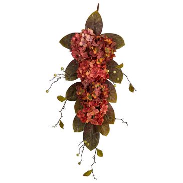Nearly Natural Inc 35" Autumn Hydrangea and Berry Teardrop in Orange, , large