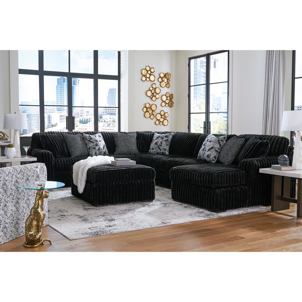 Ashley Midnight-Madness Oversized Accent Ottoman in Onyx, , large