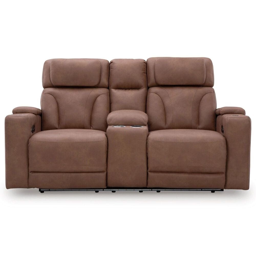 Ashley Point Clear Power Reclining Loveseat in Caramel, , large