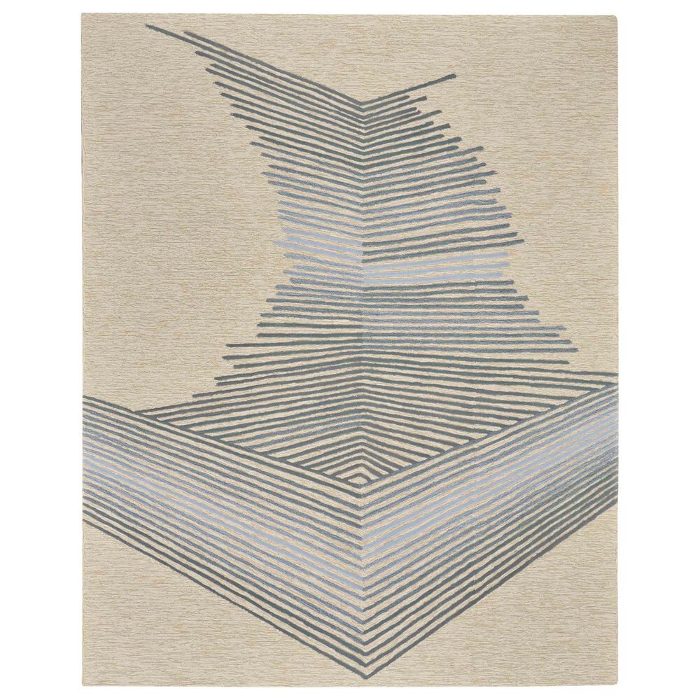 Nourison Symmetry SMM06 7'9" x 9'9" Ivory and Grey Area Rug, , large