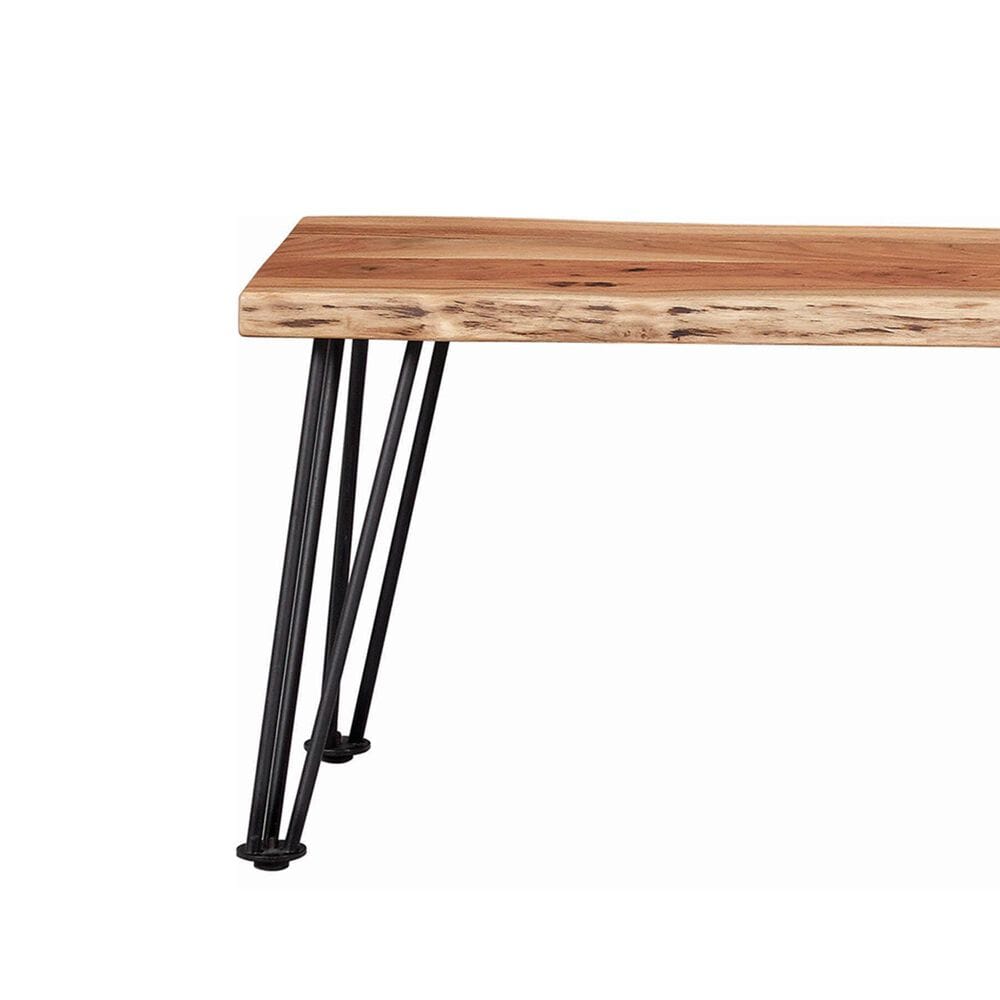 Pacific Landing Murphy Dining Bench in Natural Acacia and Gunmetal, , large