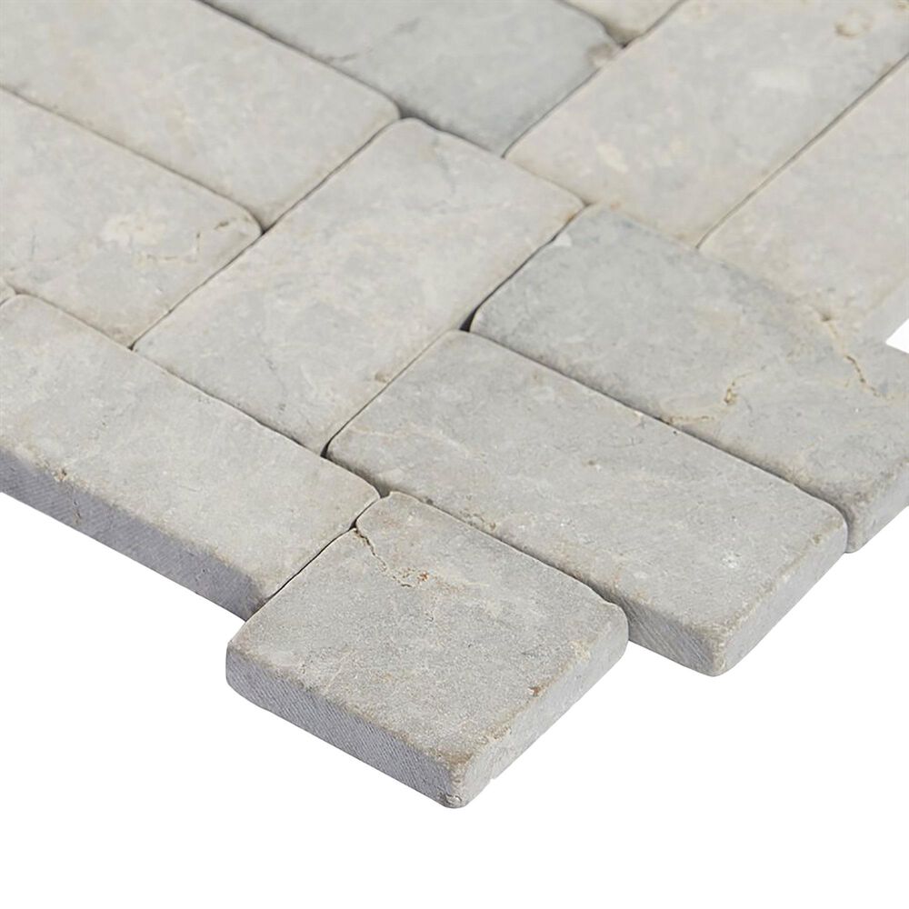 Soho Studio Pebblestone Prambanan Grey 12&quot; x 12&quot; Natural Stone Mosaic Sheet, , large