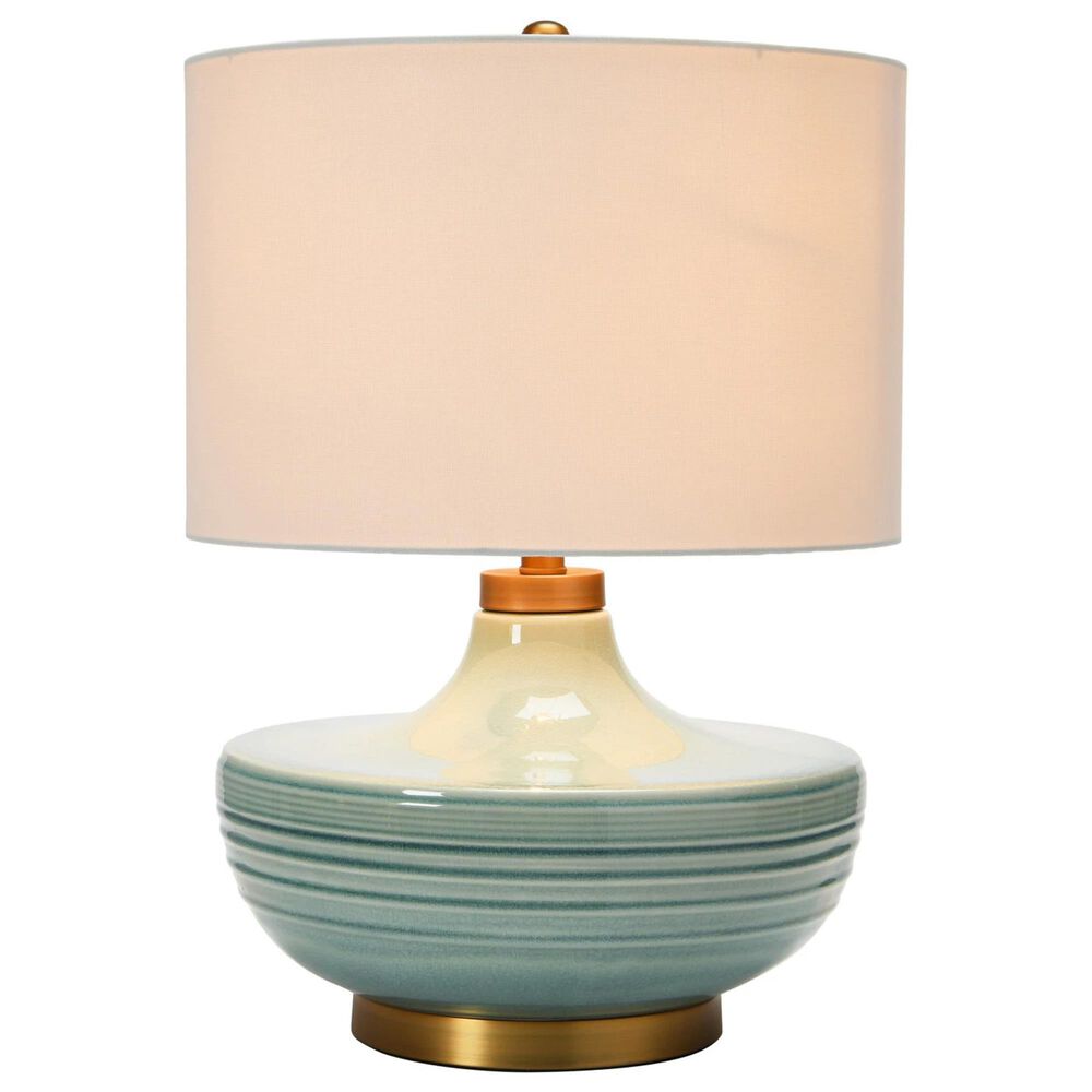 Teak Interiors Shoreline Ceramic Table Lamp in Aqua and Gold, , large