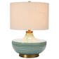 Teak Interiors Shoreline Ceramic Table Lamp in Aqua and Gold, , large
