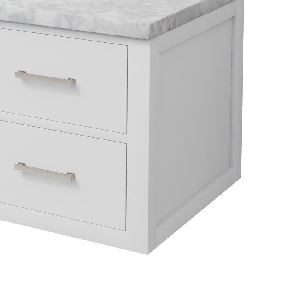 Lexora Home Castor 36" Single Bathroom Vanity in White with 2 cm White Carrara Marble Top and Rectangular Sink, , large